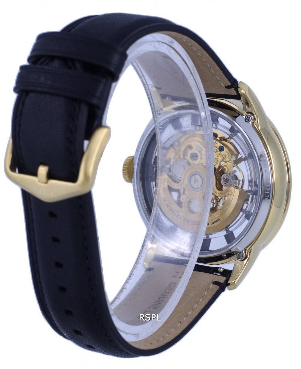  Shop Authentic Fossil Townsman Automatic Skeleton Black Dial Black Leather Strap Watch for Men - ME3210 - Luxxuri