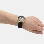  Shop Authentic Fossil Townsman Automatic Skeleton Black Dial Black Leather Strap Watch for Men - ME3210 - Luxxuri