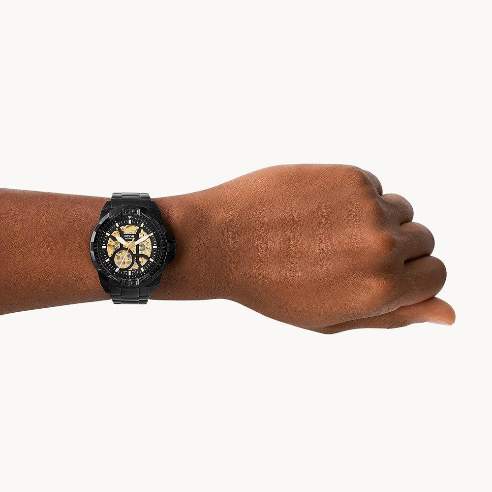  Shop Authentic Fossil Bronson Automatic Skeleton Black Dial Black Steel Strap Watch for Men - ME3217 - Luxxuri