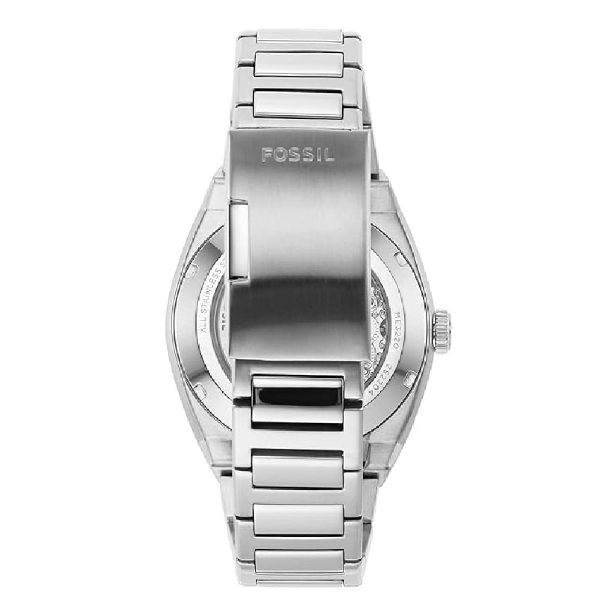  Shop Authentic Fossil Everett Automatic Skeleton Blue Dial Silver Steel Strap Watch for Men - ME3220 - Luxxuri