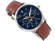  Shop Authentic Fossil Neutra Minimalist Moonphase Blue Dial Brown Leather Strap Watch for Men - FS5903 - Luxxuri