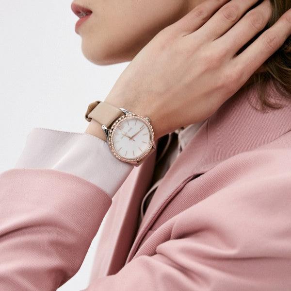  Shop Authentic Michael Kors Layton Mother of Pearl White Dial Brown Leather Strap Watch For Women - MK2910 - Luxxuri