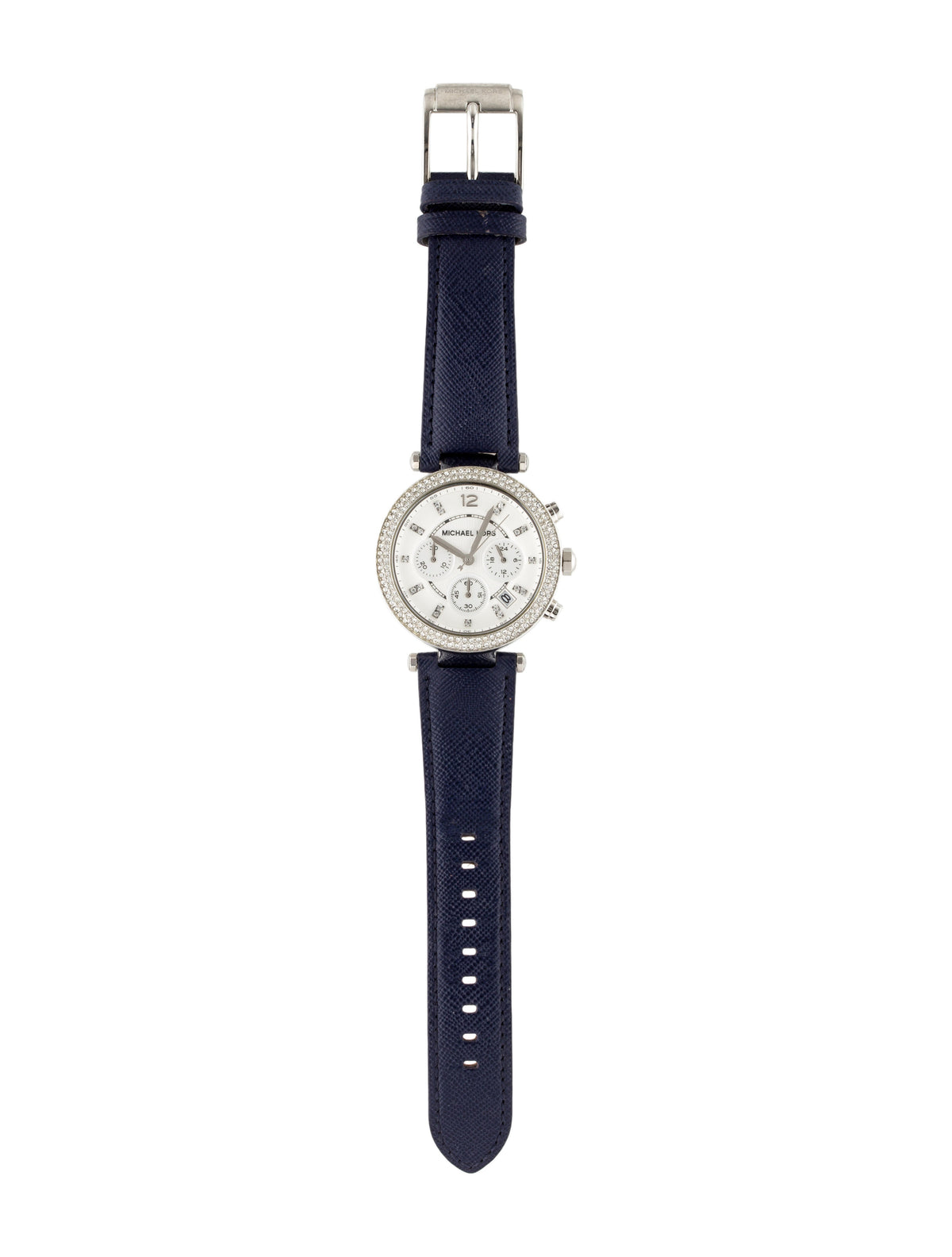  Shop Authentic Michael Kors Parker White Dial Navy Blue Leather Strap Watch for Women - MK2293 - Luxxuri