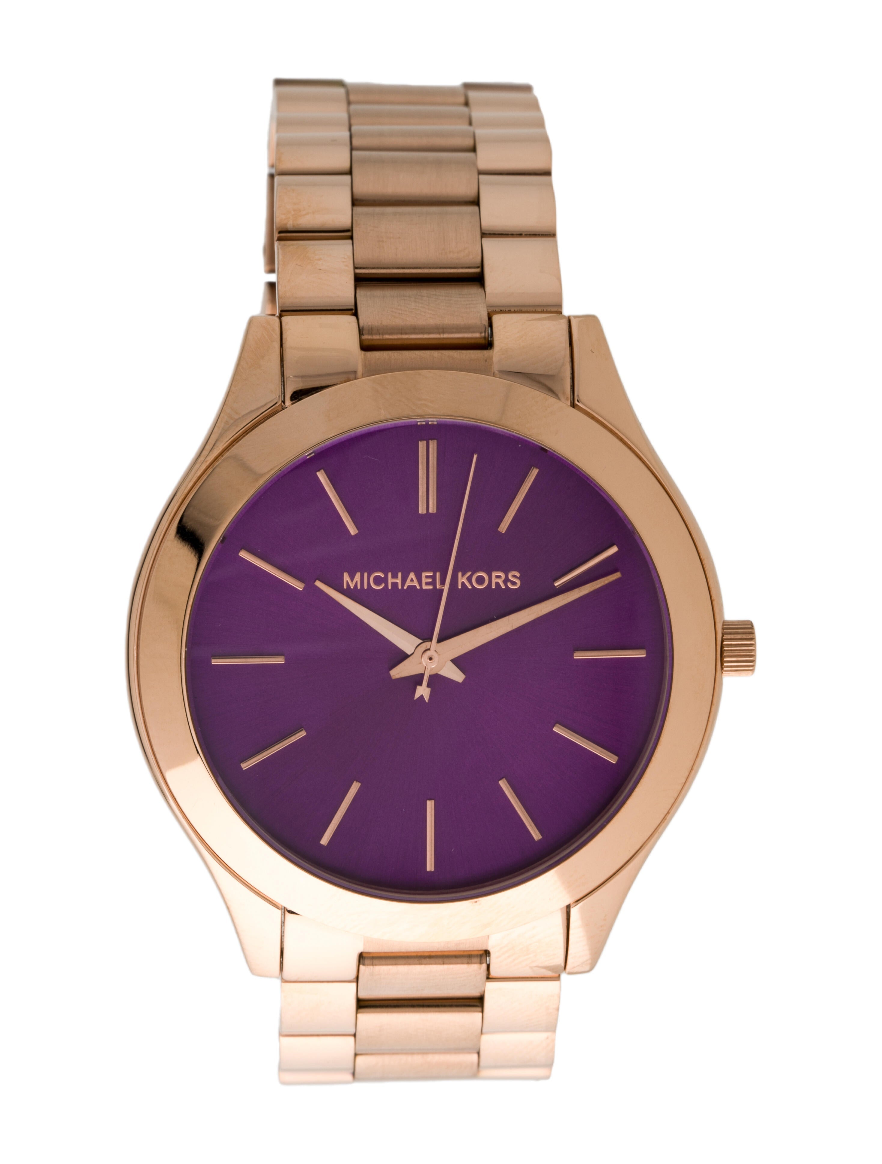  Shop Authentic Michael Kors Slim Runway Purple Dial Rose Gold Steel Strap Watch for Women - MK3293 - Luxxuri