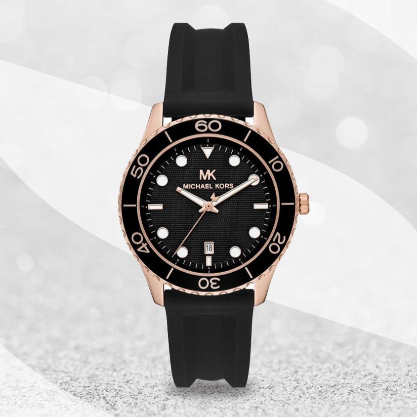  Shop Authentic Michael Kors Runway Quartz Black Dial Black Silicone Strap Watch For Women - MK6852 - Luxxuri