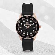  Shop Authentic Michael Kors Runway Quartz Black Dial Black Silicone Strap Watch For Women - MK6852 - Luxxuri