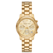  Shop Authentic Michael Kors Runway Chronograph Gold Dial Gold Steel Strap Watch For Women - MK7326 - Luxxuri