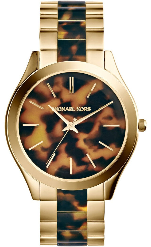  Shop Authentic Michael Kors Slim Runway Tortoise Shell Dial Two Tone Steel Strap Watch for Women - MK4284 - Luxxuri
