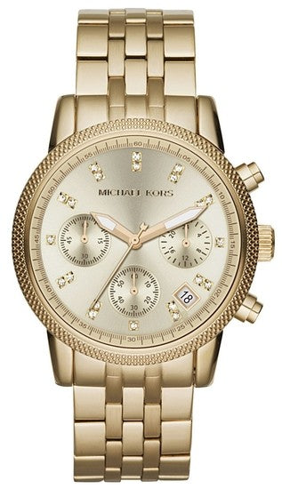  Shop Authentic Michael Kors Ritz Chronograph Gold Dial Gold Steel Strap Watch for Women - MK5676 - Luxxuri