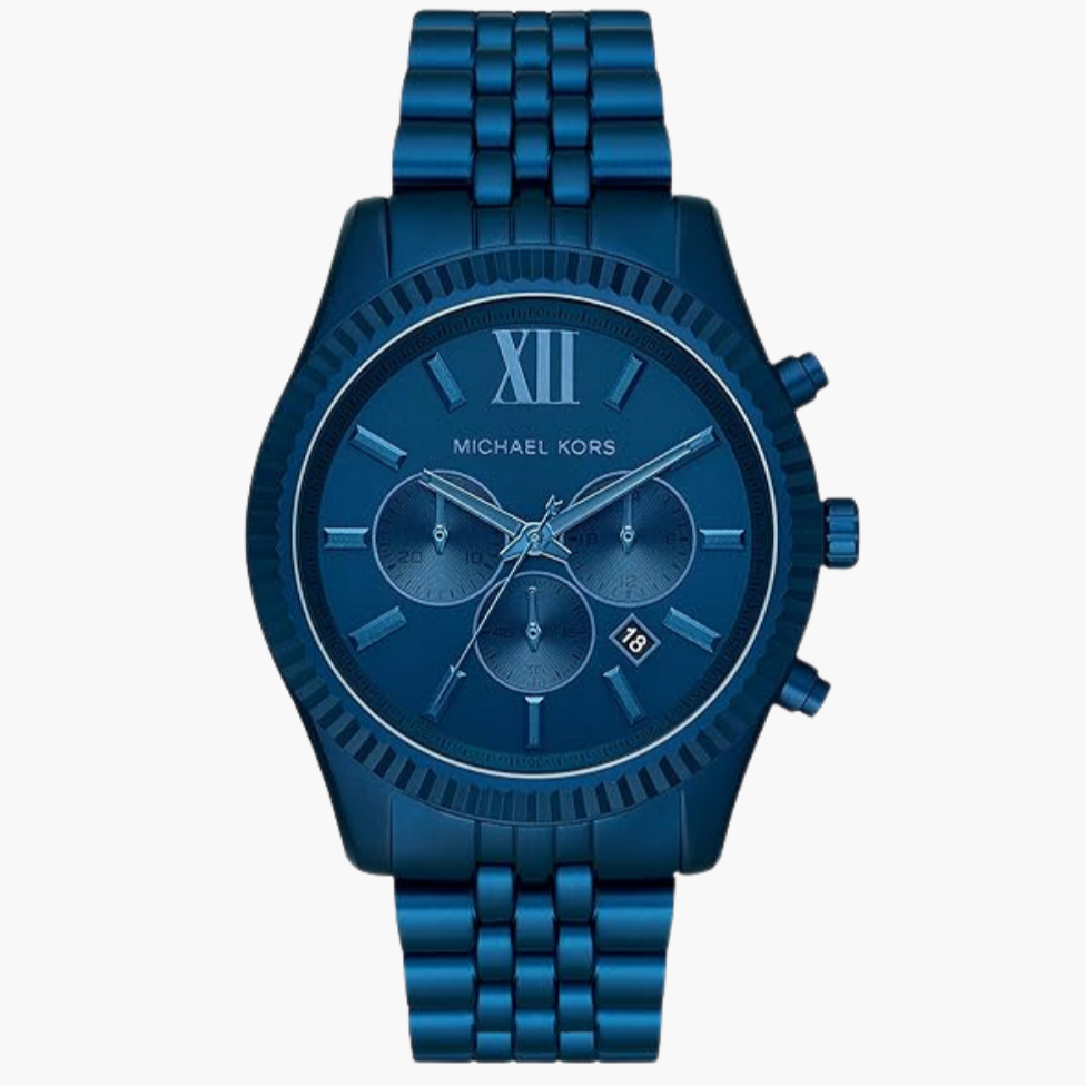  Shop Authentic Michael Kors Lexington Chronograph Blue Dial Blue Steel Strap Watch For Men - MK8791 - Luxxuri