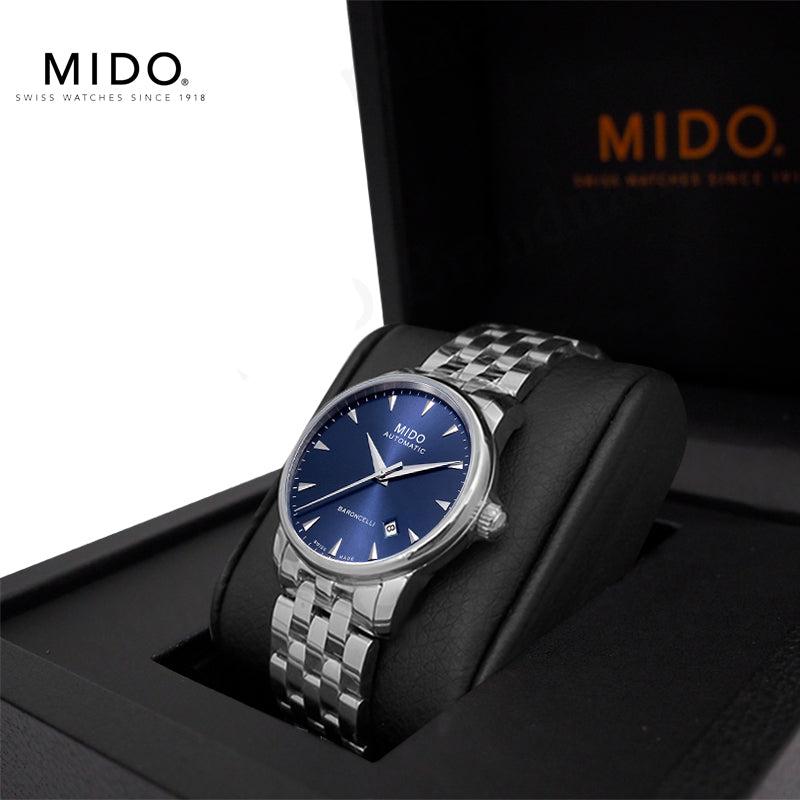  Shop Authentic Mido Baroncelli II Automatic Blue Dial Silver Steel Strap Watch For Men - M8600.4.15.1 - Luxxuri