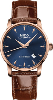  Shop Authentic Mido Baroncelli III Automatic Blue Dial Brown Leather Strap Watch For Men - M8600.3.15.8 - Luxxuri