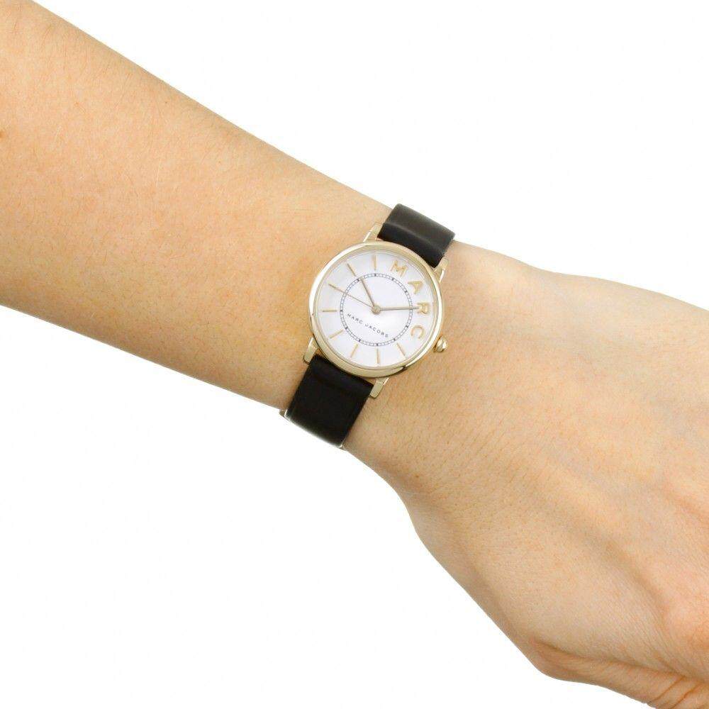  Shop Authentic Marc Jacobs Roxy White Dial Black Leather Strap Watch for Women - MJ1537 - Luxxuri