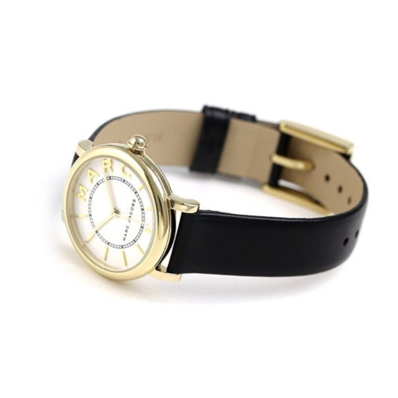  Shop Authentic Marc Jacobs Roxy White Dial Black Leather Strap Watch for Women - MJ1537 - Luxxuri