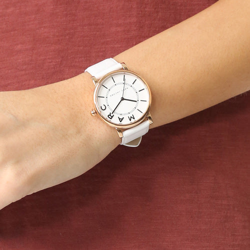  Shop Authentic Marc Jacobs Roxy White Dial White Leather Strap Watch for Women - MJ1561 - Luxxuri