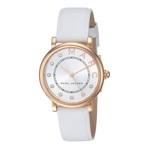  Shop Authentic Marc Jacobs Roxy Silver Dial White Leather Strap Watch for Women - MJ1634 - Luxxuri