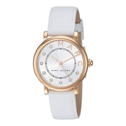 Shop Authentic Marc Jacobs Roxy Silver Dial White Leather Strap Watch for Women - MJ1634 - Luxxuri
