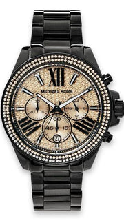  Shop Authentic Michael Kors Wren Chronograph Gold Diamonds Dial Black Steel Strap Watch for Women - MK5879 - Luxxuri