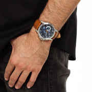  Shop Authentic Michael Kors Ryker Chronograph Analog Blue Dial Brown Leather Strap Watch For Men - MK8518 - Luxxuri