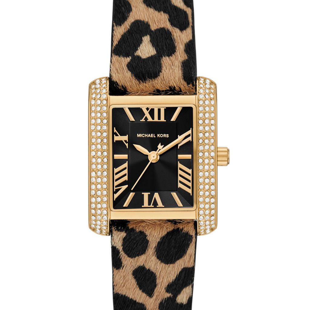  Shop Authentic Michael Kors Emery Quartz Diamonds Black Dial Cheetah Print Leather Strap Watch For Women - MK7387 - Luxxuri