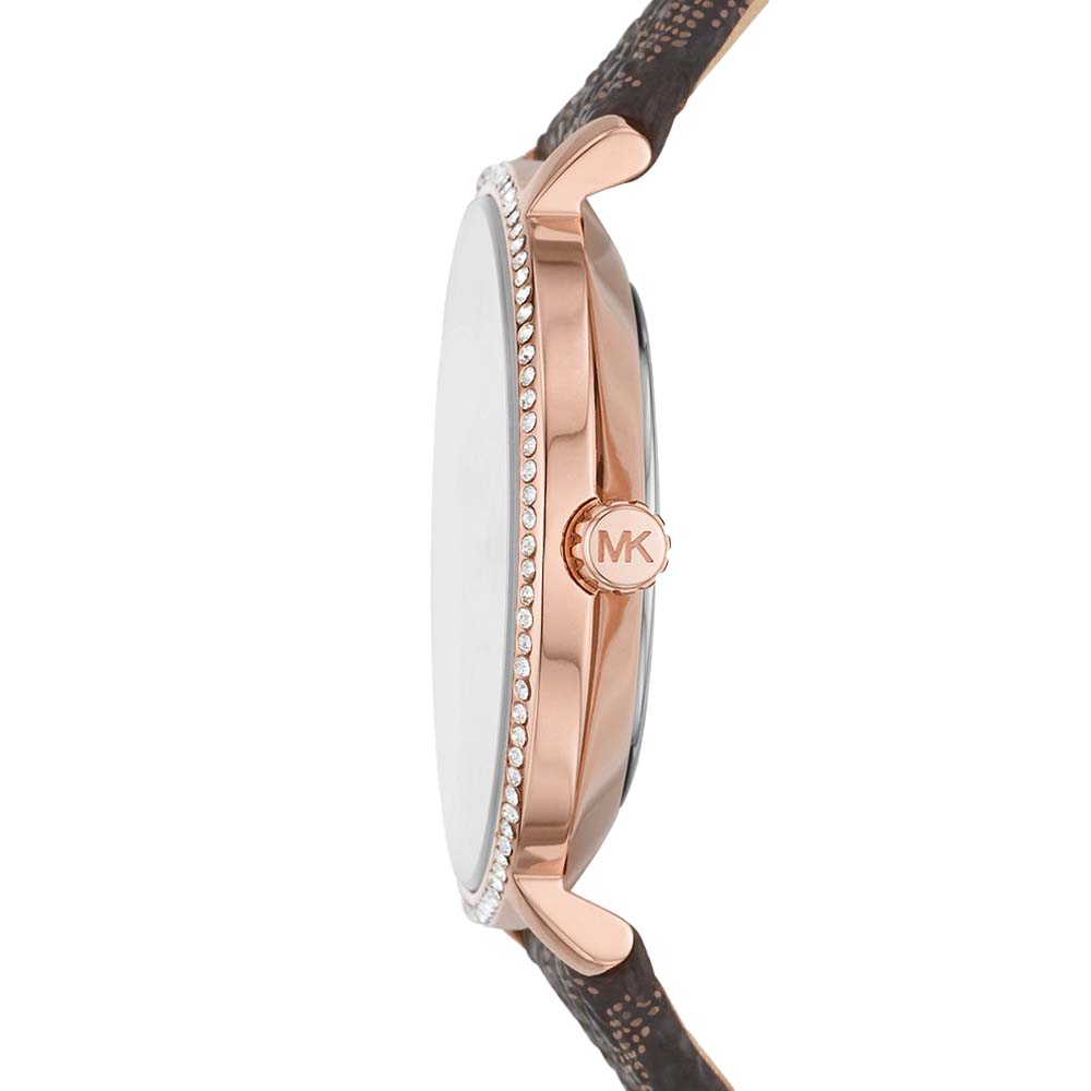  Shop Authentic Michael Kors Pyper Quartz Silver Dial Brown Leather Strap Watch for Women - MK1036 - Luxxuri