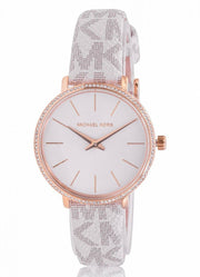  Shop Authentic Michael Kors Pyper Quartz Silver Dial White Leather Strap Watch For Women - MK1037 - Luxxuri