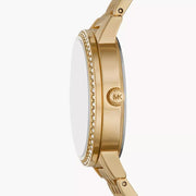  Shop Authentic Michael Kors Three Hand Silver Dial Gold Steel Strap Watch for Women - MK1051 - Luxxuri