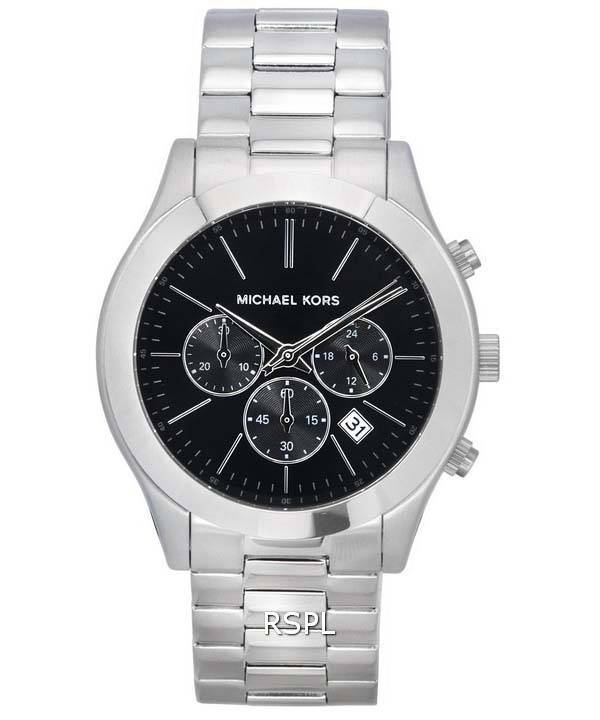  Shop Authentic Michael Kors Slim Runway Chronograph Black Dial Silver Steel Strap Watch For Men - MK1056 - Luxxuri