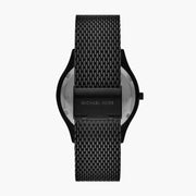  Shop Authentic Michael Kors Runway Three-Hand Black Dial Black Mesh Strap Watch for Men - MK1085 - Luxxuri