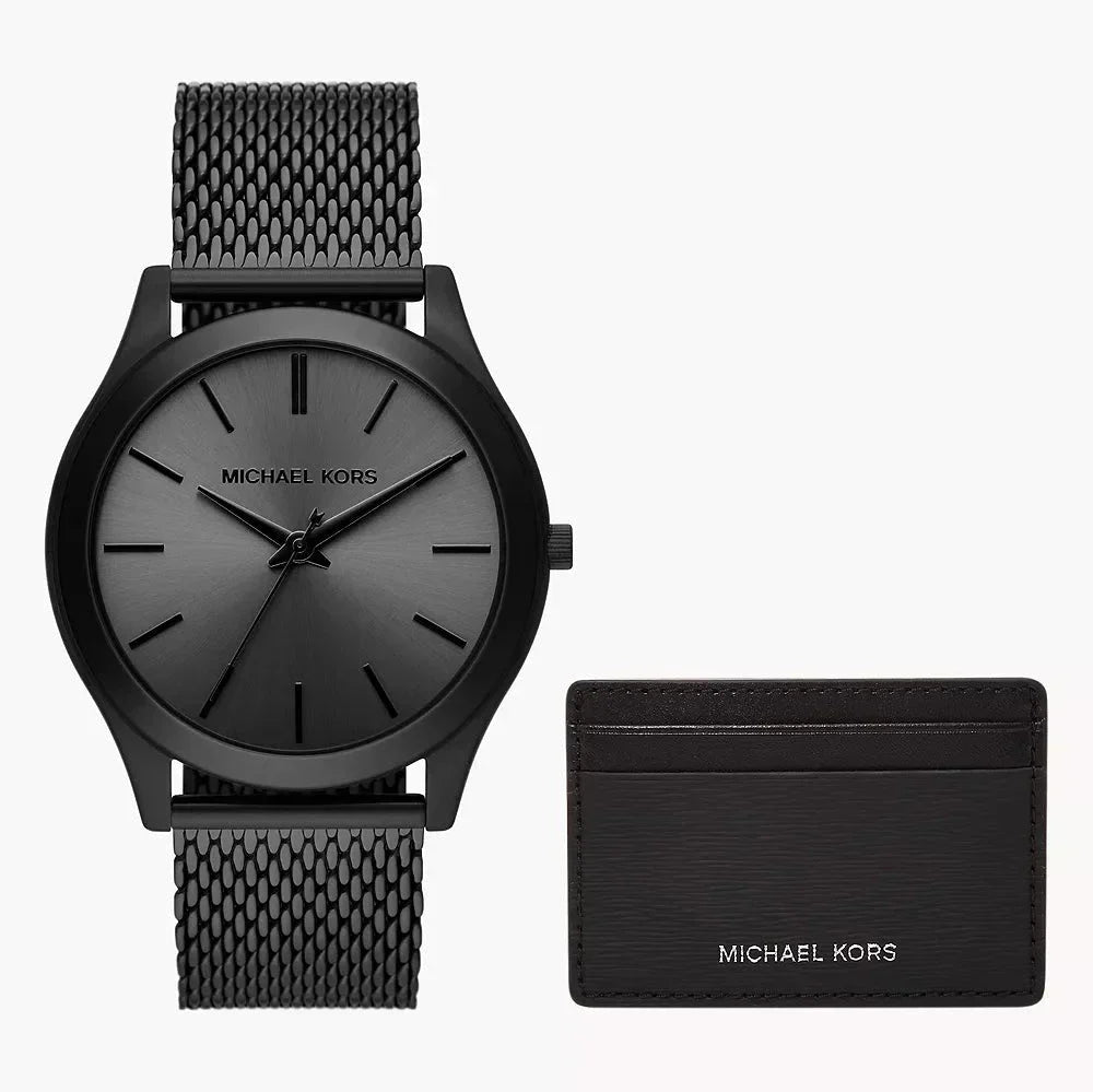  Shop Authentic Michael Kors Runway Three-Hand Black Dial Black Mesh Strap Watch for Men - MK1085 - Luxxuri