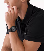  Shop Authentic Michael Kors Runway Three-Hand Black Dial Black Mesh Strap Watch for Men - MK1085 - Luxxuri
