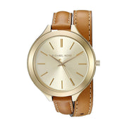  Shop Authentic Michael Kors Runway Gold Dial Brown Leather Strap Watch For Women - MK2256 - Luxxuri