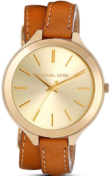  Shop Authentic Michael Kors Runway Gold Dial Brown Leather Strap Watch For Women - MK2256 - Luxxuri