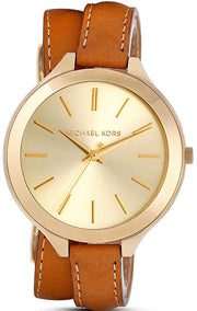  Shop Authentic Michael Kors Runway Gold Dial Brown Leather Strap Watch For Women - MK2256 - Luxxuri