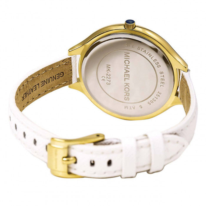  Shop Authentic Michael Kors Slim Runway White Dial White Leather Strap Watch For Women - MK2273 - Luxxuri