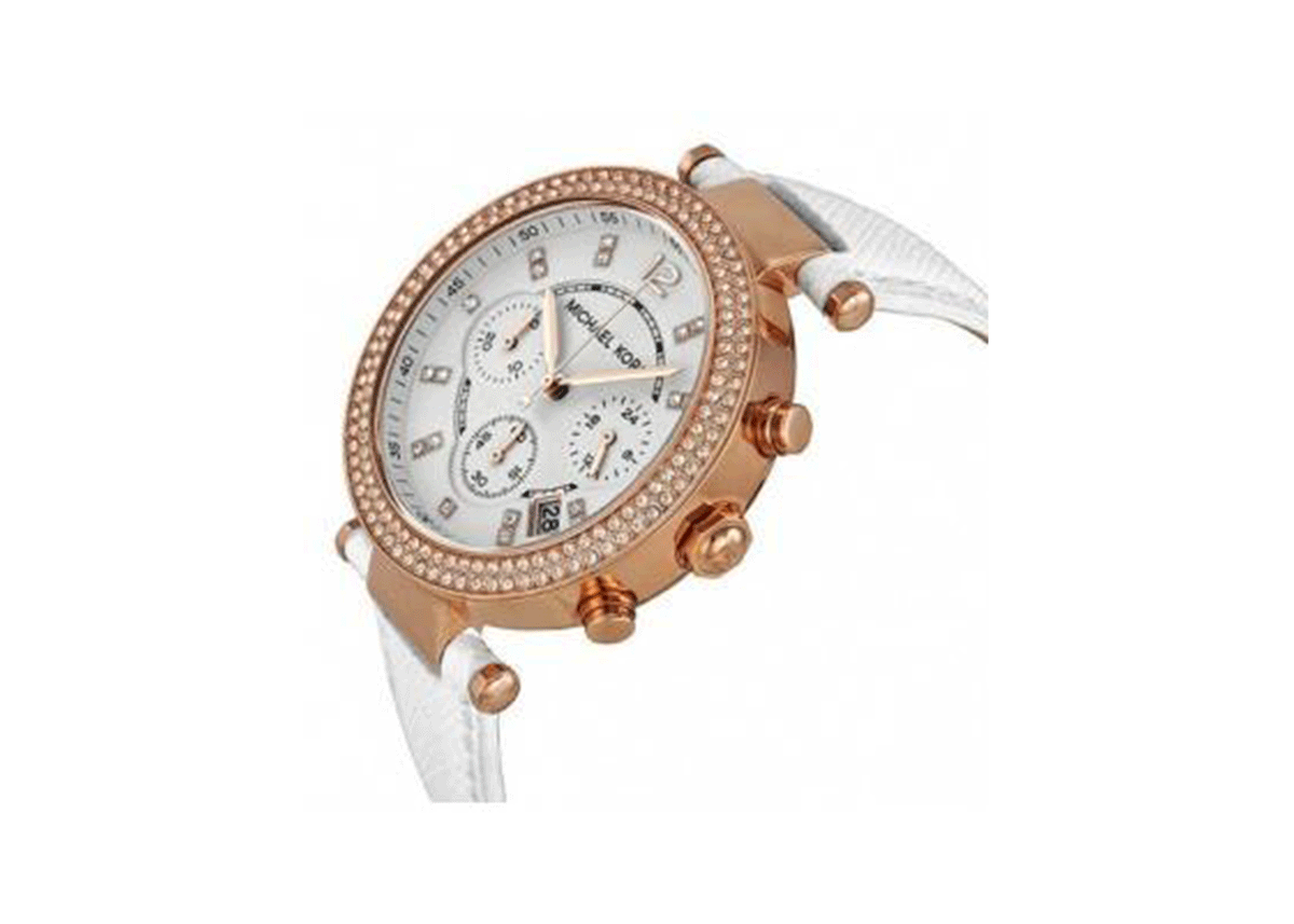  Shop Authentic Michael Kors Parker White Diamonds Dial White Leather Strap Watch for Women - MK2281 - Luxxuri
