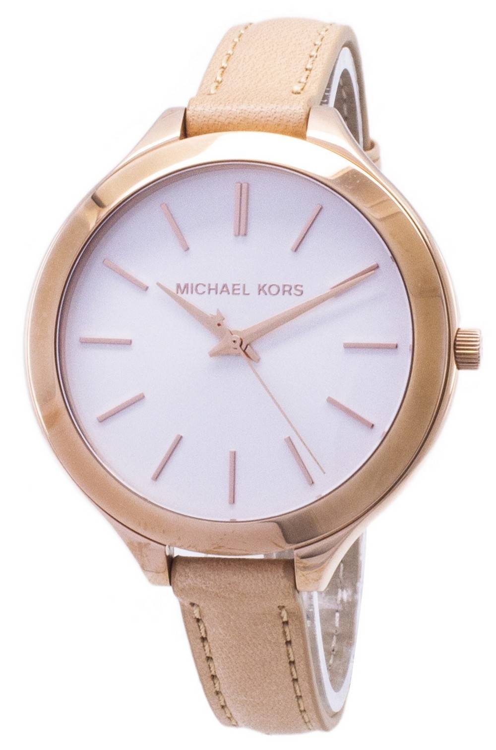  Shop Authentic Michael Kors Runway Slim Quartz White Dial Beige Leather Strap Watch For Women - MK2284 - Luxxuri