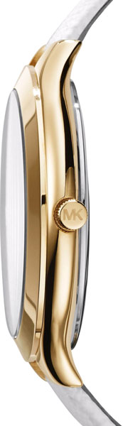  Shop Authentic Michael Kors Slim Runway Quartz Gold Dial White Leather Strap Watch For Women - MK2389 - Luxxuri