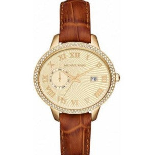  Shop Authentic Michael Kors Whitley Quartz Gold Dial Brown Leather Strap Watch For Women - MK2428 - Luxxuri