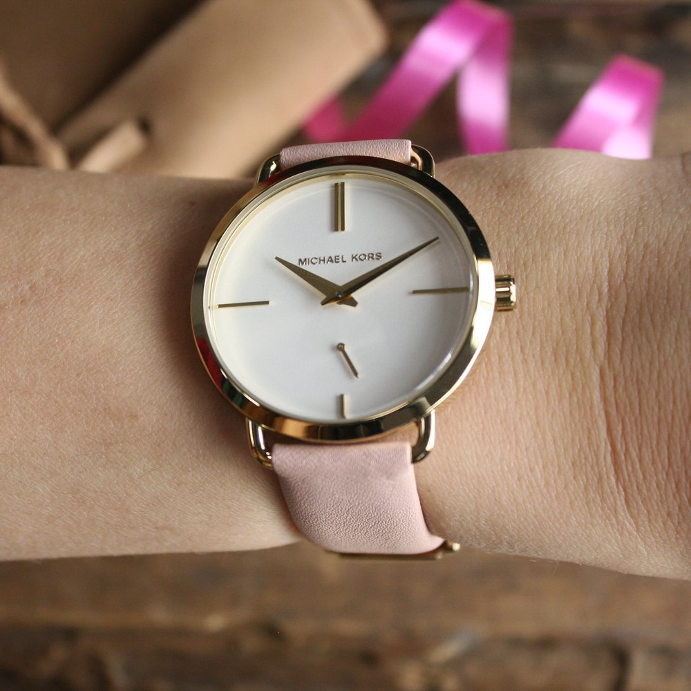  Shop Authentic Michael Kors Portia Quartz White Dial Pink Leather Strap Watch For Women - MK2659 - Luxxuri