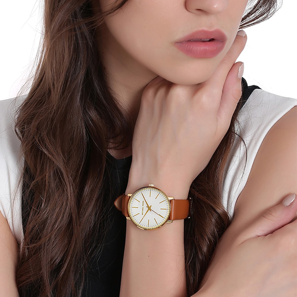  Shop Authentic Michael Kors Pyper Quartz Silver Dial Brown Leather Watch For Women - MK2740 - Luxxuri