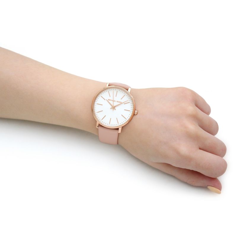  Shop Authentic Michael Kors Pyper Quartz White Dial Pink Leather Strap Watch For Women - MK2741 - Luxxuri