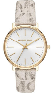  Shop Authentic Michael Kors Pyper Quartz Silver Dial White Leather Strap Watch For Women - MK2858 - Luxxuri