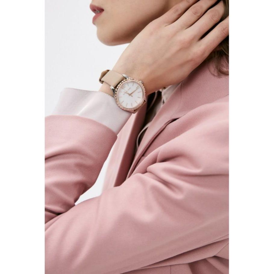  Shop Authentic Michael Kors Layton Mother of Pearl White Dial Brown Leather Strap Watch For Women - MK2910 - Luxxuri