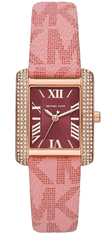  Shop Authentic Michael Kors Emery Quartz Diamonds Red Dial Pink Leather Strap Watch For Women - MK2966 - Luxxuri