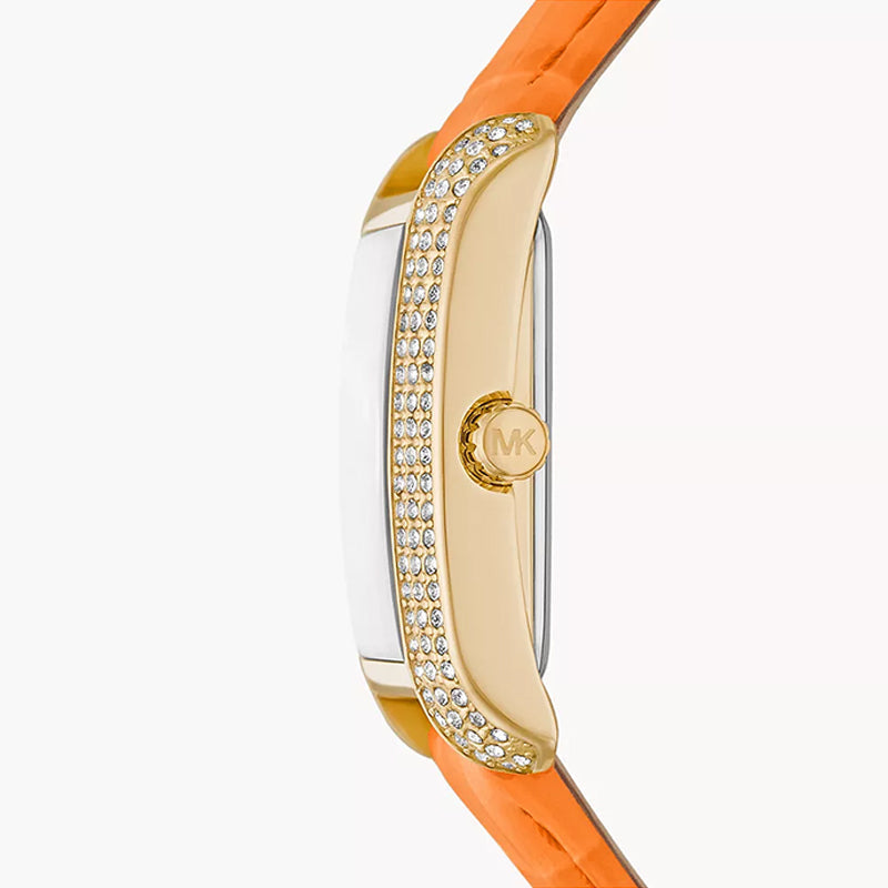  Shop Authentic Michael Kors Emery Three Hand Rose Gold Dial Orange Leather Strap Watch For Women - MK2983 - Luxxuri