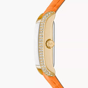  Shop Authentic Michael Kors Emery Three Hand Rose Gold Dial Orange Leather Strap Watch For Women - MK2983 - Luxxuri