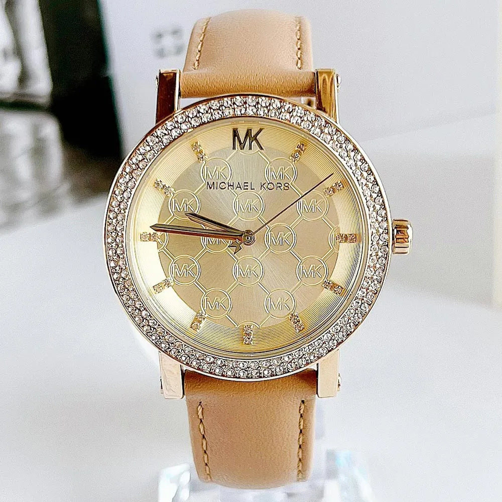  Shop Authentic Michael Kors Corey Analog Gold Dial Brown Leather Strap Watch for Women - MK2986 - Luxxuri