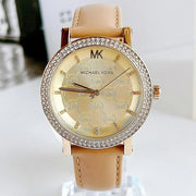  Shop Authentic Michael Kors Corey Analog Gold Dial Brown Leather Strap Watch for Women - MK2986 - Luxxuri