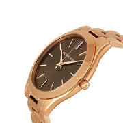  Shop Authentic Michael Kors Slim Runway Brown Dial Rose Gold Stainless Steel Strap Watch for Women - MK3181 - Luxxuri